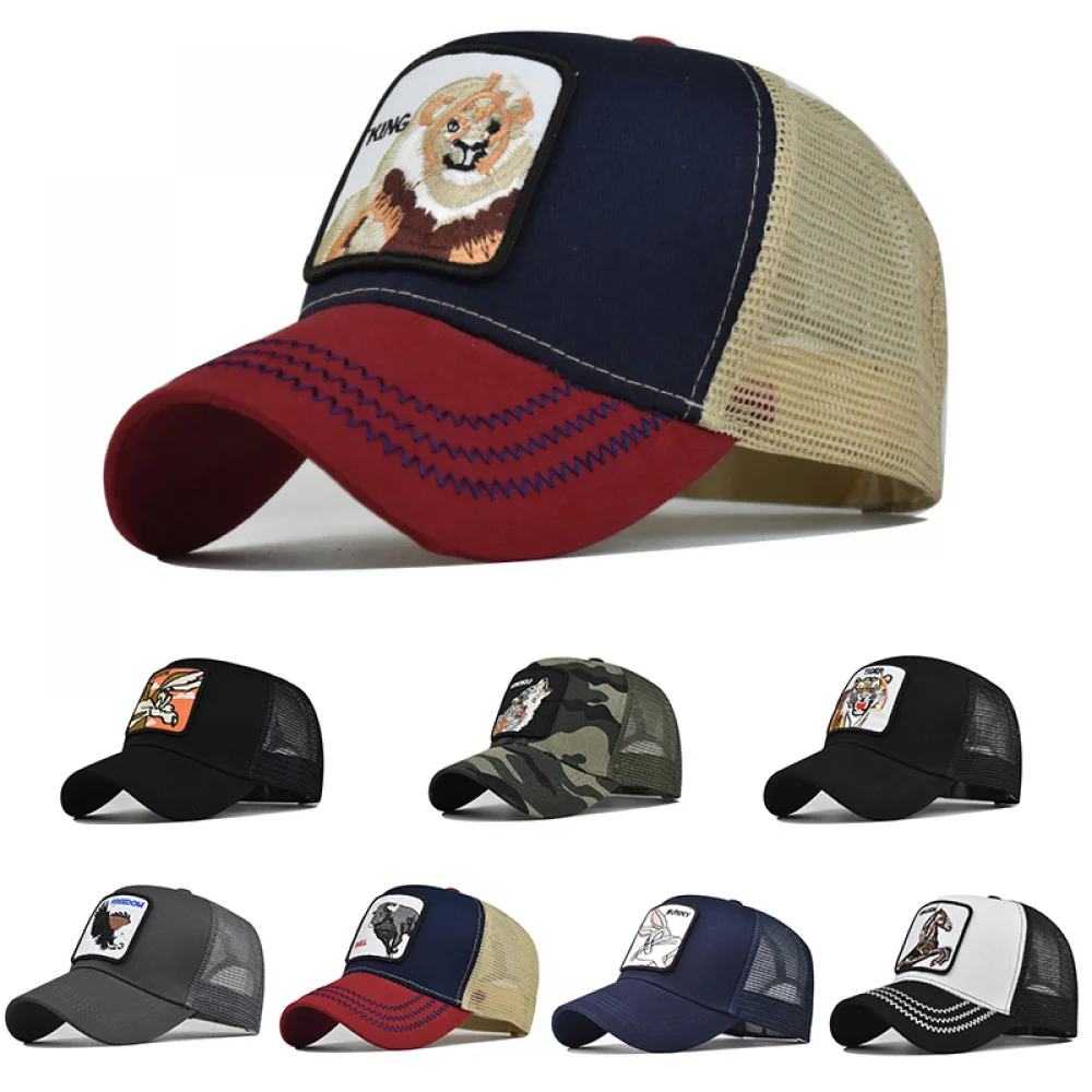 

Baseball Caps Men Hip Hop Hats Snapback With Animals Patch Streetwear Trucker Caps lovers Women Breathable Mesh Visor Bones