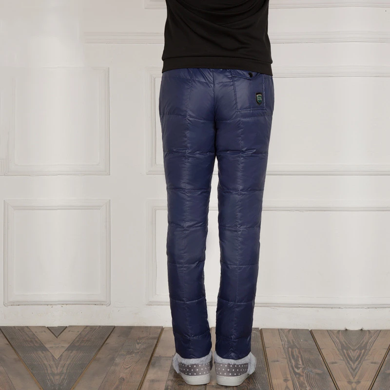 Зимние мужские пуховые брюки 5XL большие размеры теплые 90% утиного пуха для спорта