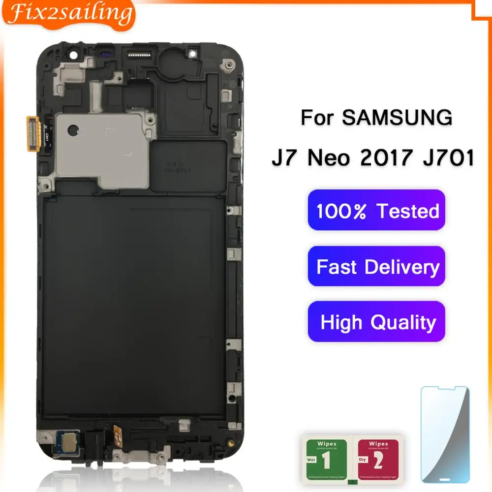 ЖК дисплей AMOLED в сборе для Samsung Galaxy J7 Neo 2017 J701 сенсорный экран дигитайзер 701F J701M