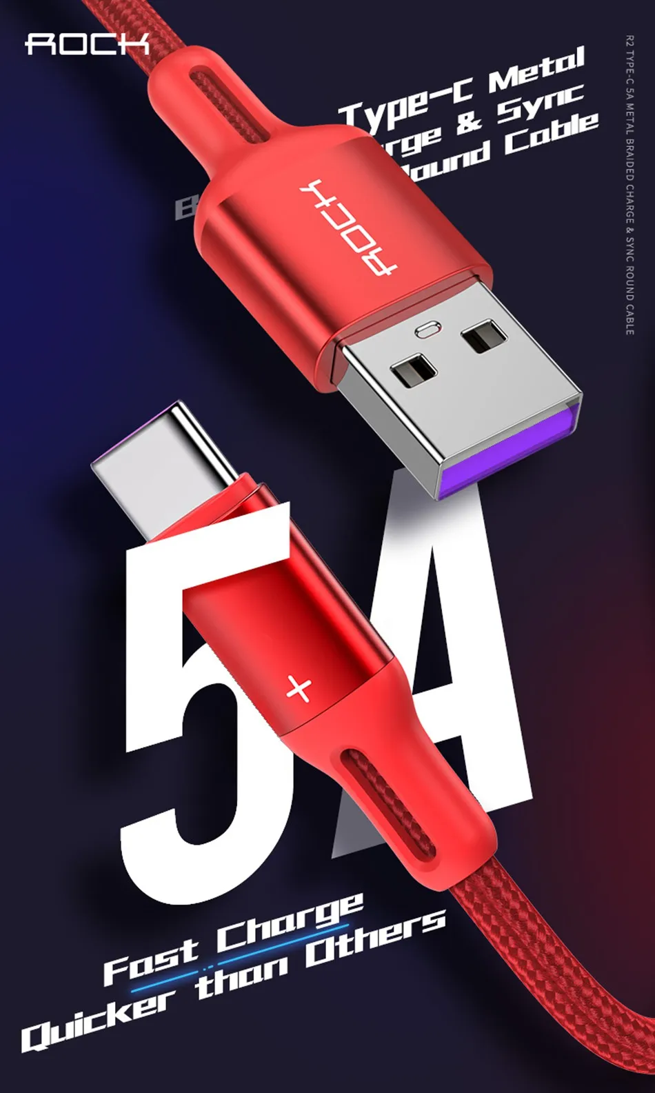 ROCK 2 м 5 м USB C кабель 5A Supercharge type C кабель для huawei p20 lite Быстрая зарядка кабель для samsung S9 8 Note