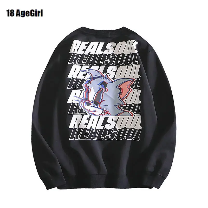 

Cat Tom Cartoon Spoof Printd Hoodie Funny Men/Women Sweatshirt Cartoon Printed Long Sleeve Hoodie Hooded Kawaii Clothes