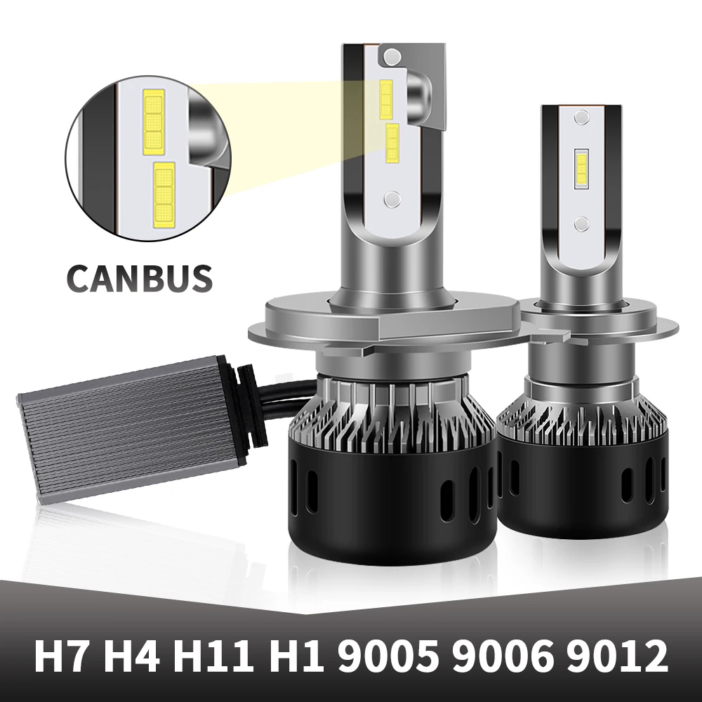 2 шт. Canbus LED фары H7 H4 H1 H3 H11 H8 H9 9005 HB3 9006 HB4 9012 Turbo 1860 чип (Подол короче спереди и длиннее