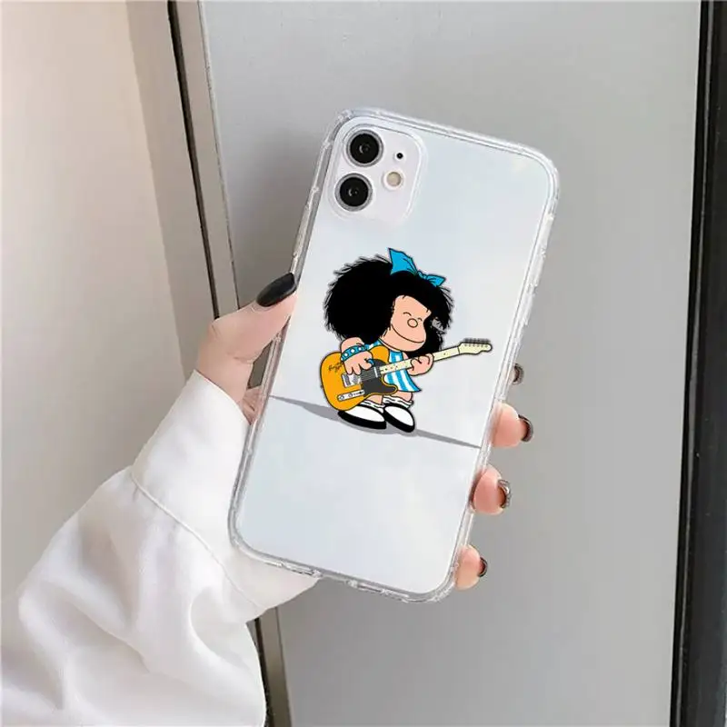 

Hot Mafalda cute fashion Phone Case Transparent for iPhone 11 12 mini pro XS MAX 8 7 6 6S Plus X 5S SE 2020 XR