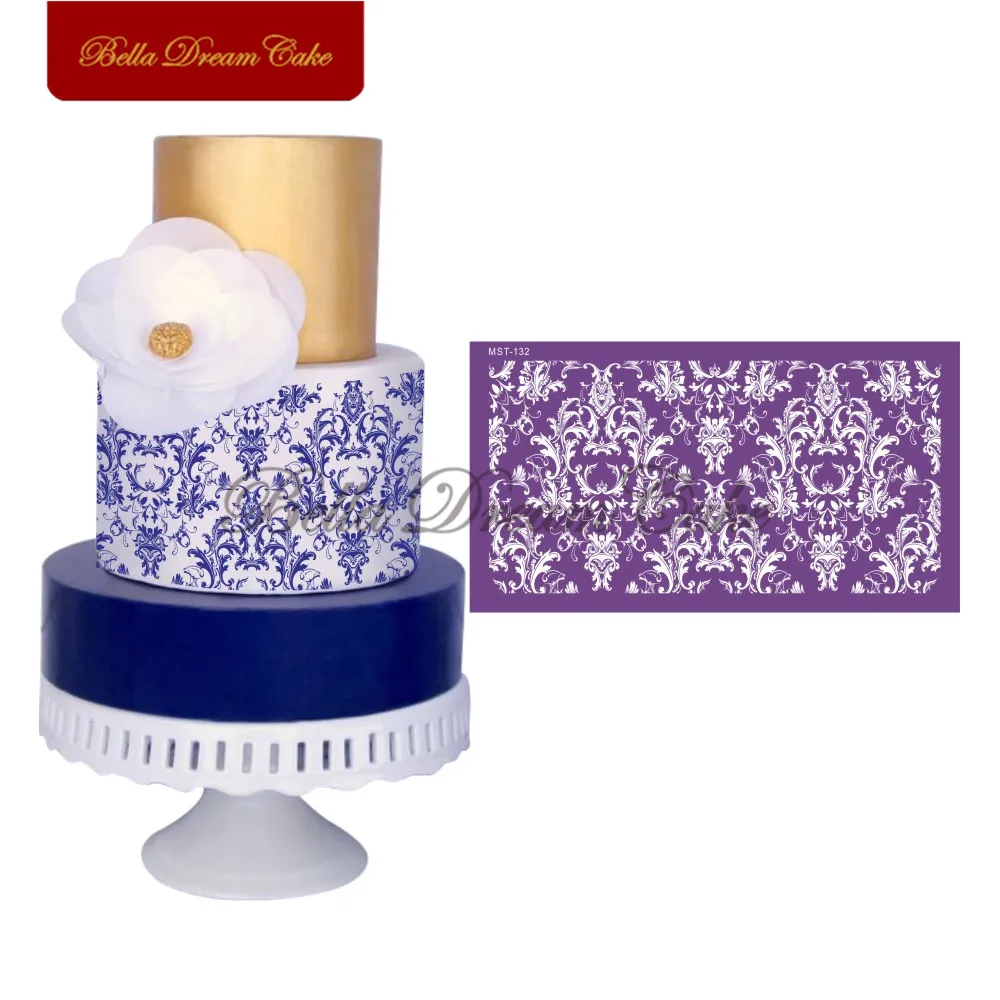 Трафареты для торта с цветочным узором помадка форма тканевые трафареты
