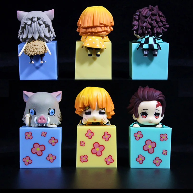 

Q Version Anime Demon Slayer Figure Kamado Tanjirou Agatsuma Zenitsu Hashibira Inosuke PVC Action Figure Collectible Model Toys