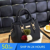 fashion high quality women handbag large capacity pu leather ladies shoulder bag messenger bag with hairball travel bag 309