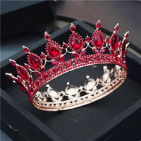 teardrop tiaras and crowns pink red diadem royal queen king full circle ornaments bridal wedding hair jewelry party accessories