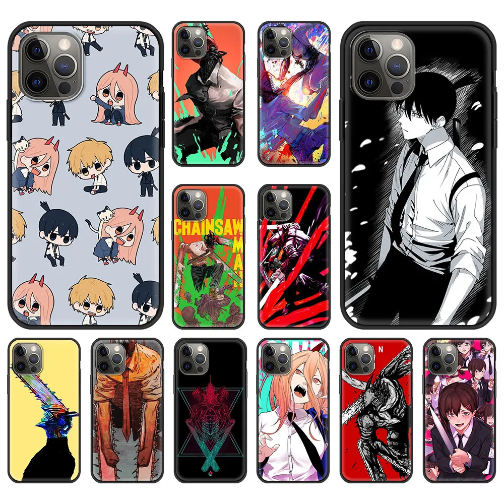 

Chainsaw Man Hot Anime Sexy Luxury Phone Case For iPhone 13 12 11 Pro MAX XR X SE XS 7 8 Plus Soft Silicone Black Matte Cover