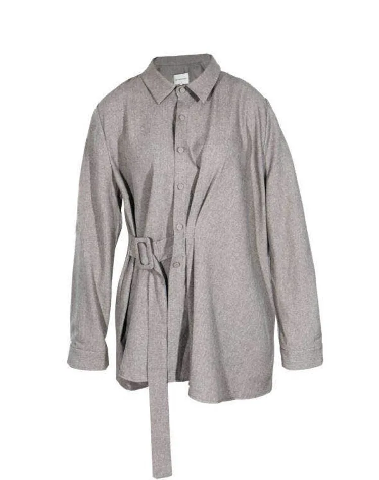 

Asymmetrical Women Shirt Frosty Shirt with Folds Womens Tops