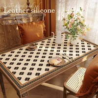 american retro tablecloth waterproof oil proof silicone leather table mat anti scald high temperature resistant coffee table mat