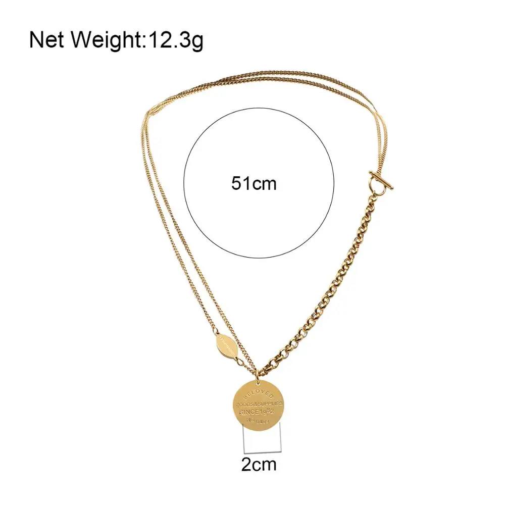 

Lifefontier Round Geometric Gold Color Be Loved Pendant Charm Necklace 316 Stainless Steel Fashion Necklace Couple Jewelry