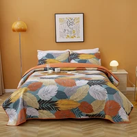 nordic printed cotton quilt set 3pcs bedspread on the bed double blanket quilted bed cover queen size summer coverlet chausub