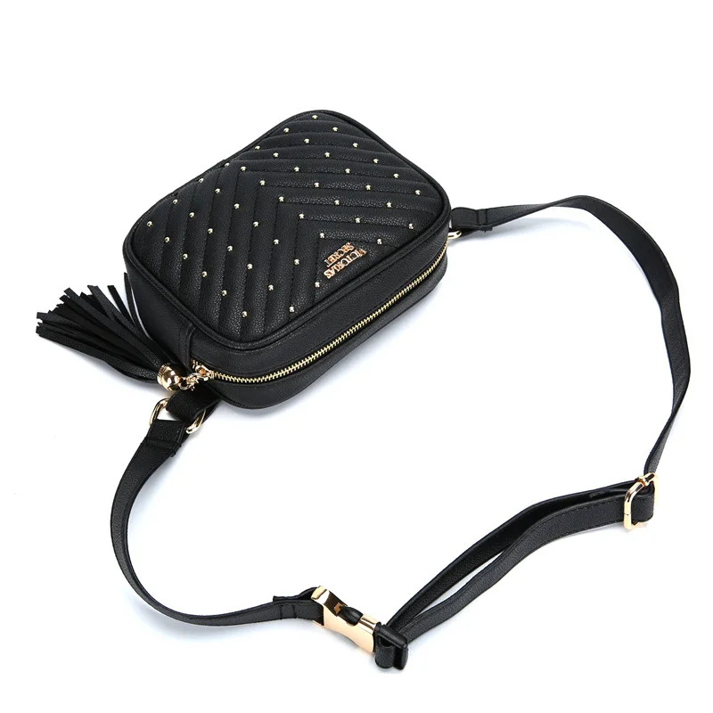 

New European and American Style Female Bag Rivet Chest Bag Pu Small Square Bag Shoulder Bag Victoria Small Waist Bag for Women