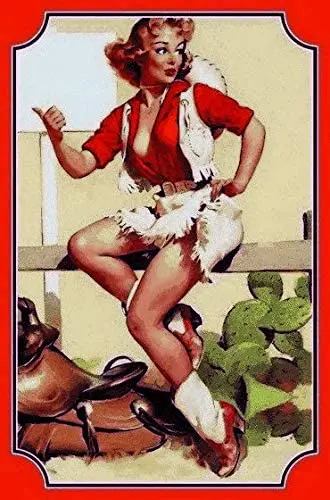 

DYTrade Cowgirl Pin up Girl Vintage Look Custom Metal Signs 12 x 16 - Bar Cafe Yard Signs House Signs