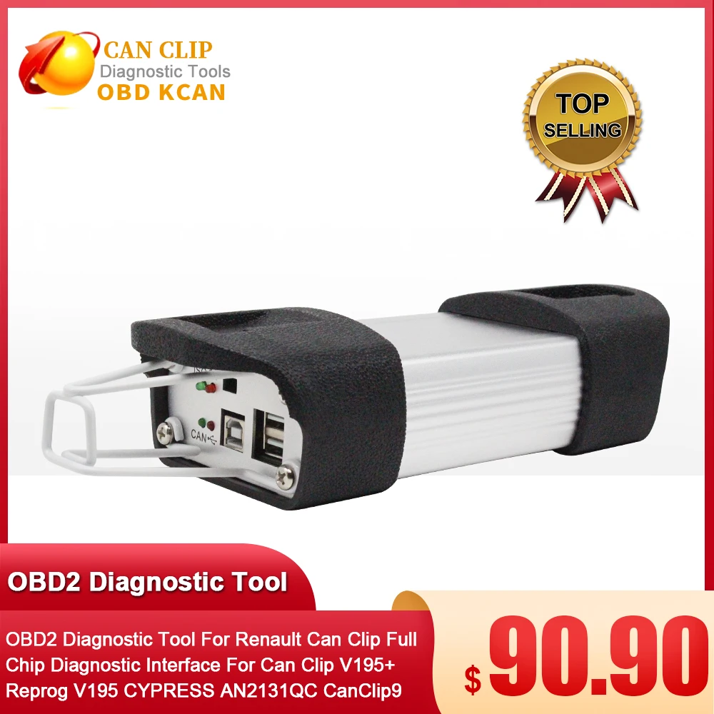 OBD2 диагностический инструмент для Renault Can Clip полный чип интерфейс V195 + Reprog CYPRESS