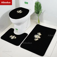 aiboduo 3pcsset toilet lid cover set einstein non slip carpet bath mat absorbent accessories warm home decoration restroom rug