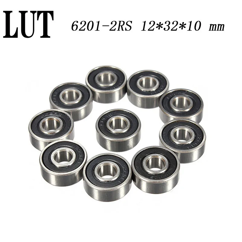 

5PCS High quality ABEC-5 6201 2RS 6201RS 6201-2RS 6201 RS 12x32X10 mm double Rubber seal Groove Ball Bearing for bicycle hubs