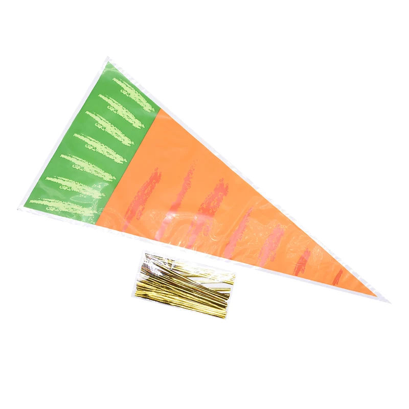 20pcs/lot Easter Carrot Candy Bag Plastic Cone Bags Kids Favors Birthday Party Snacks Packaging Decoration Supplies - купить по
