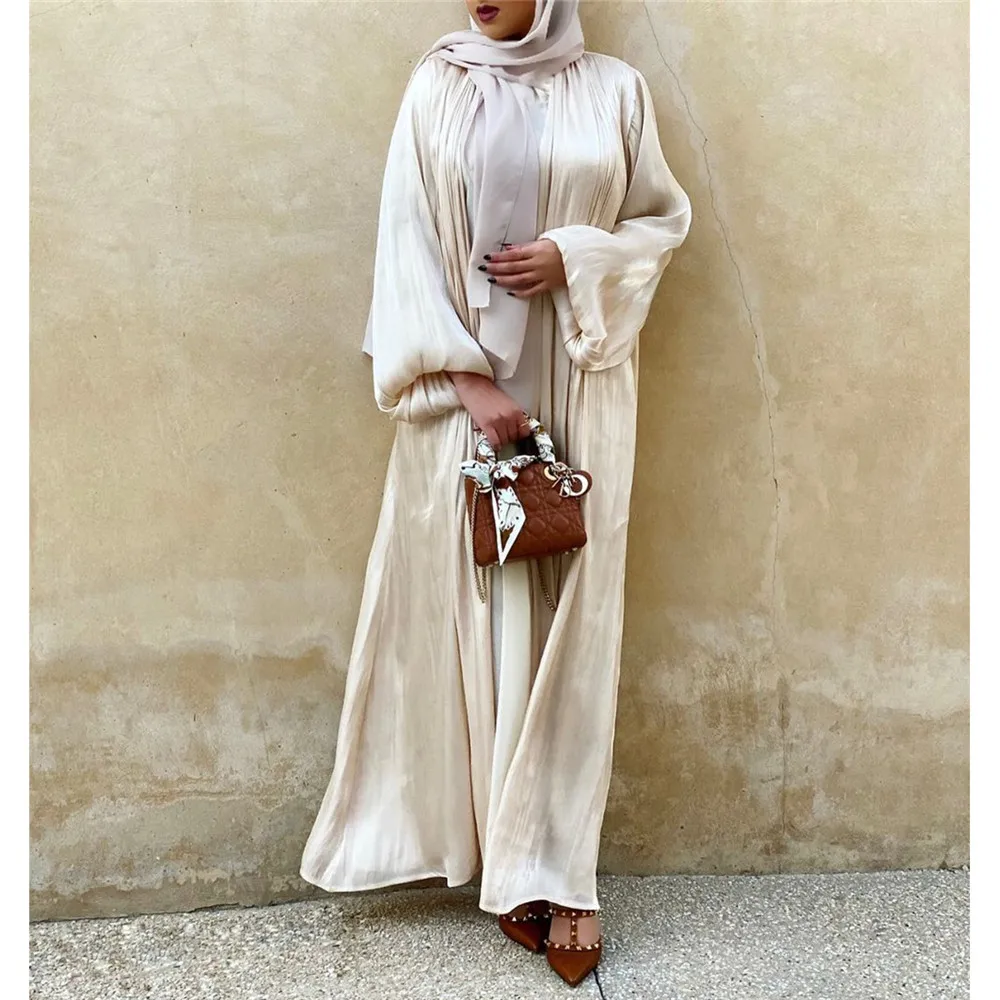 Eid Open Abaya Dubai мусульманский хиджаб платье с рукавами-пузырями летние турецкие Abayas для искусственных кимоно для женщин Musulmane