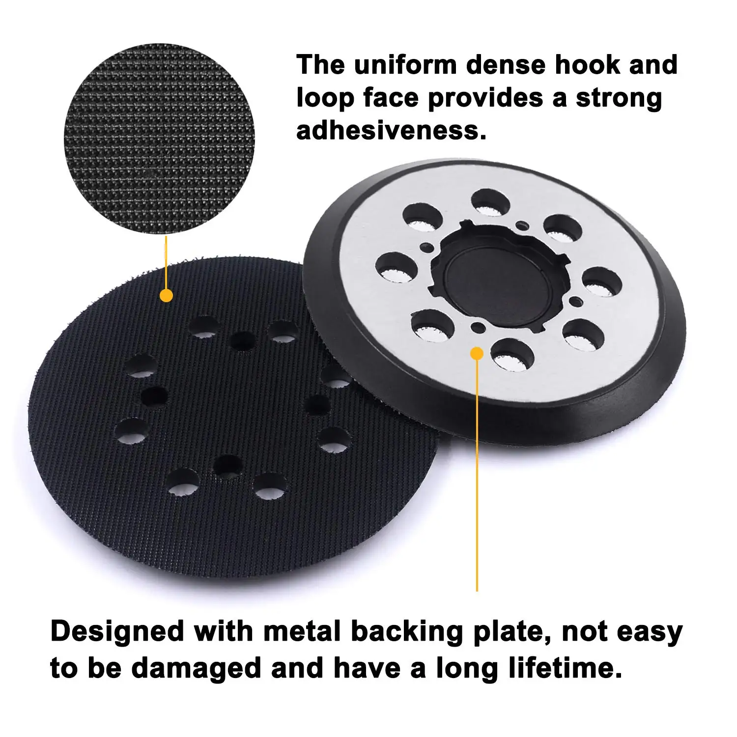 

Metal 5 Inch 8 Hole Hook & Loop Replacement Sander Pad Compatible with DeWalt DWE6421/6421K, DCW210B Random Orbital Sander