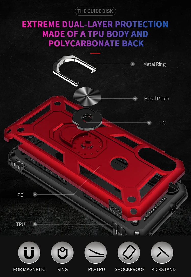 Phone Case For Xiaomi Redmi Note 7 8 9 7A 8A K20 8T 9T A3 Play CC9 CC9E SE Lite Pro Fashion Anti Fall Ring with Bracket Cover