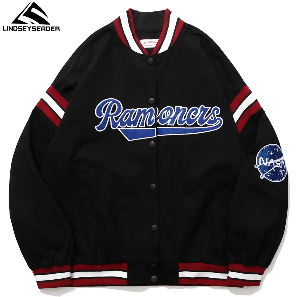 

Men's Jacket Baseball Uniform Embroidery New Cotton Fabric Harajuku Hip Hop Streetwear Casual Oversized Varsity Coat