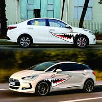 2x diy shark mouth tooth teeth graphics pvc car sticker decal for car waterproof vinyl car accessories