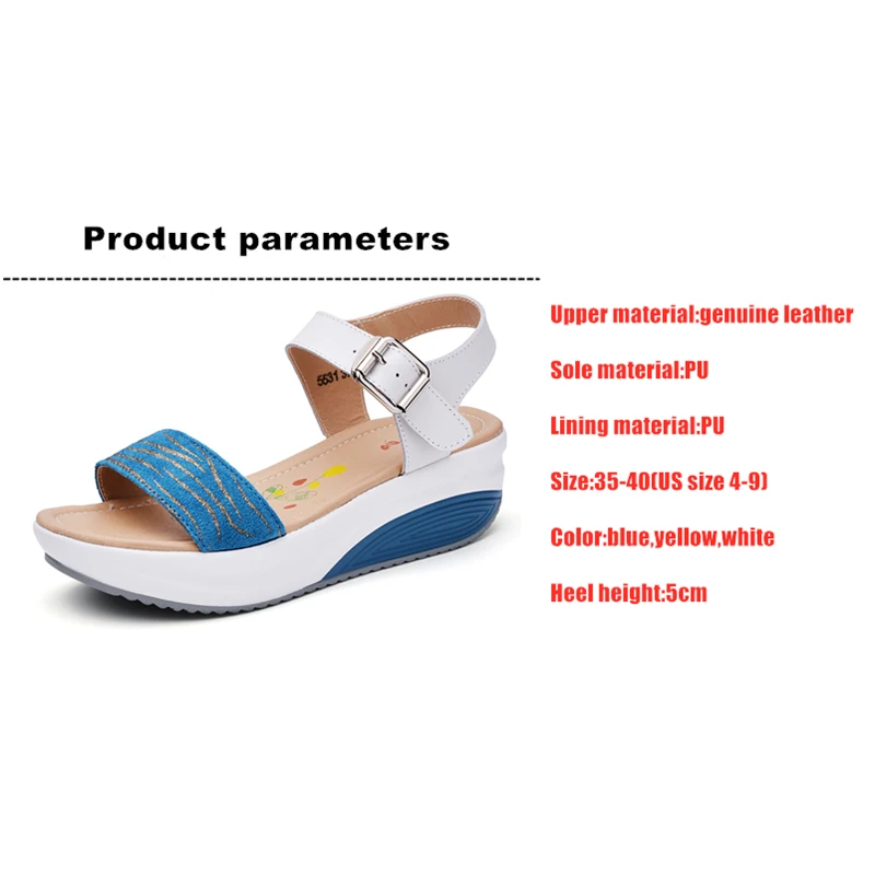 

DONGNANFENG Women's Ladies Female Genuine Leather Shoes Platform Sandals High Heels Summer Cool Beach Flip Flop 35-40 CDBY-5531