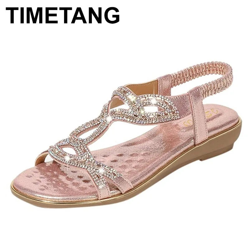 TIMETANG2020 женская обувь Обувь на танкетке высоком каблуке Летняя в богемном стиле