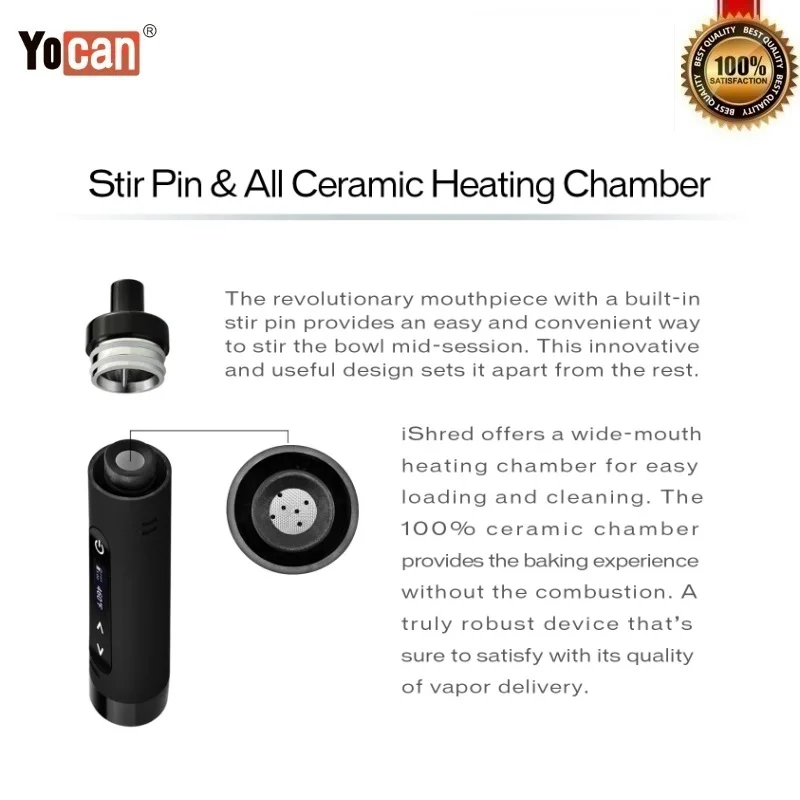Оригинальный Yocan IShred сухой травы стартовый набор с 2600 мАч батарея керамический