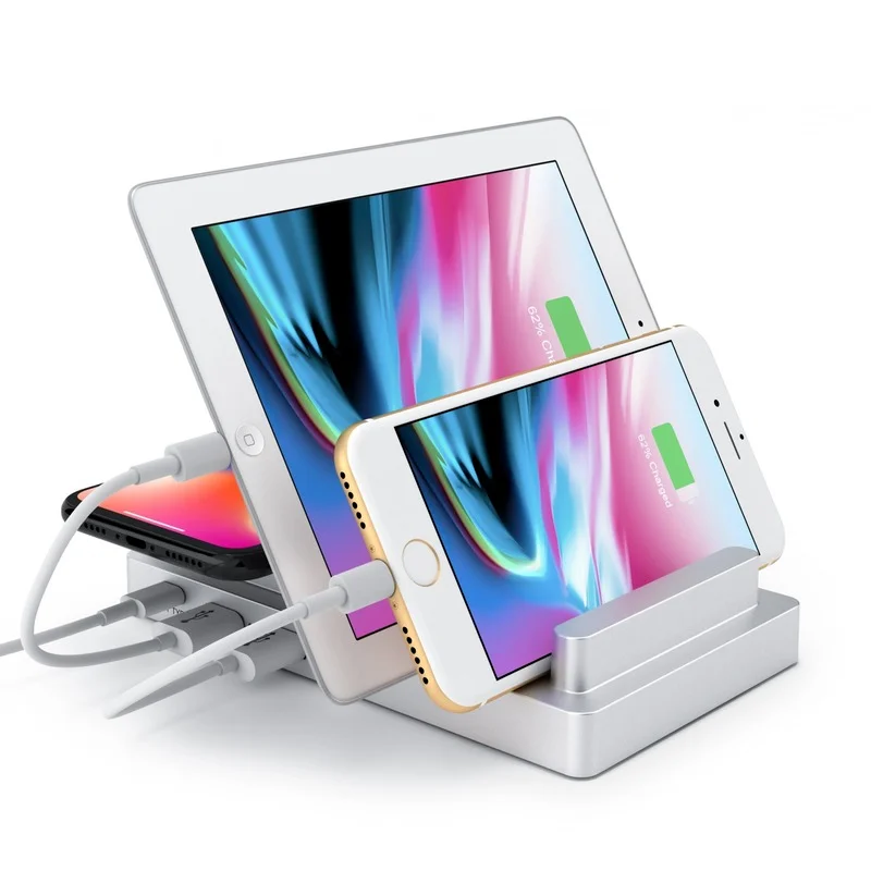 

Multifunctional New Mini Wireless Charger with 4 USB Port with Type-c 3.0 Smart Fast Charger Suitable for IPhone X, 8 Plus 8