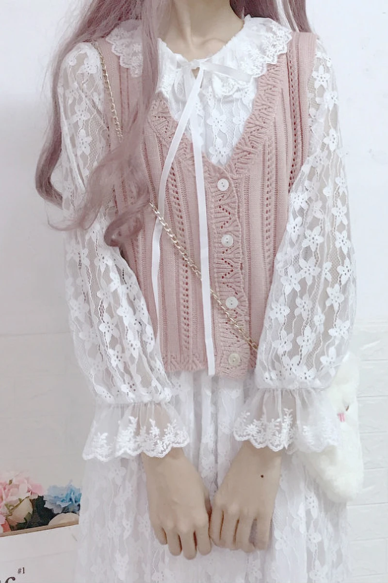 Женский трикотажный жилет свободный свитер в японском стиле с v-образным вырезом