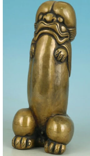 Красивая китайская старинная бронзовая резная статуя бога пениса | Дом и сад