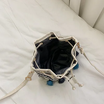 Женская сумка с кисточками на плечо Холщовая Сумка мешок для женщин 2020 шнурке