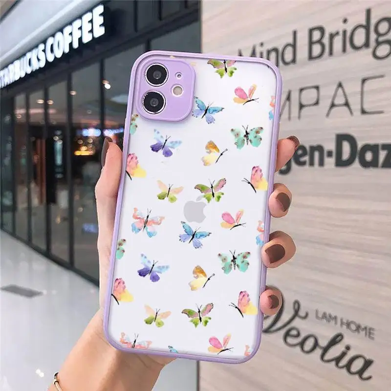 

Fly butterfly art fashion pattern luxury Phone Cases matte transparent For iphone 7 8 11 12 plus mini x xs xr pro max cover
