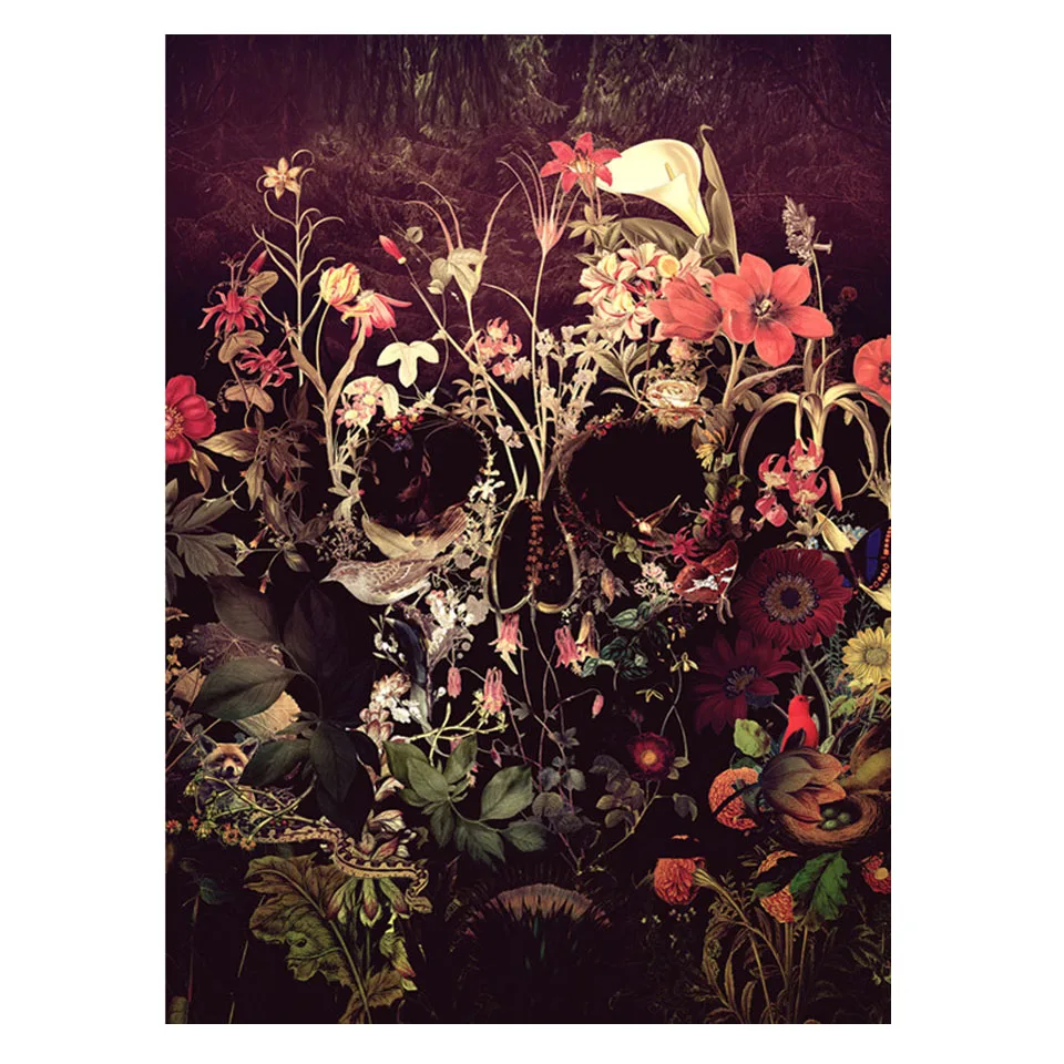 5d Diy Алмазная вышивка цветок Череп домашнее украшение круглая мозаика картины