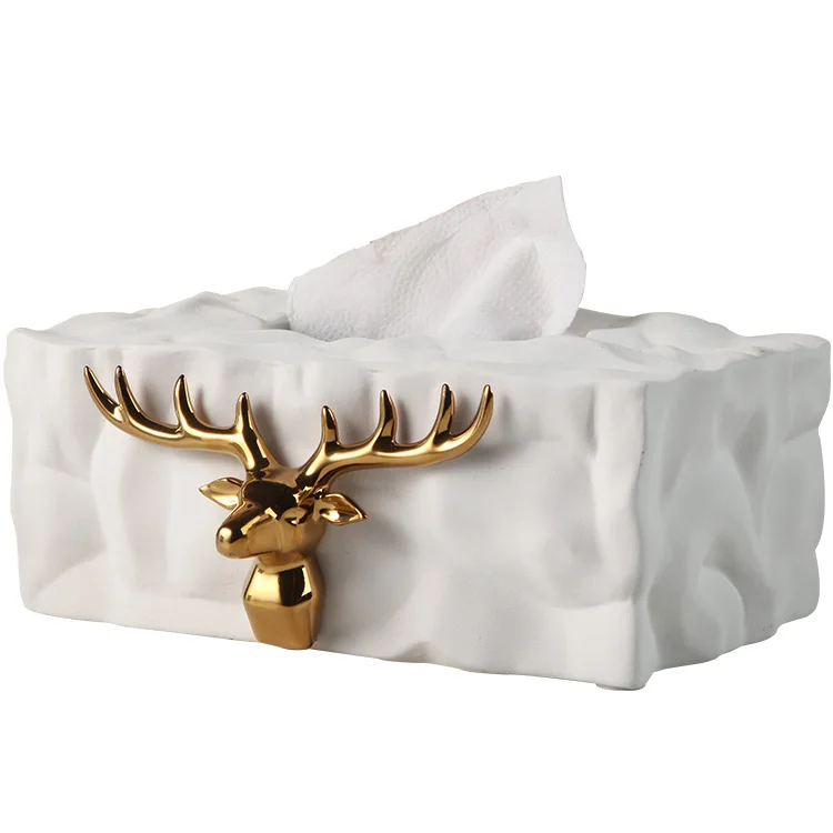 

Nordic light luxury elk tissue box, creative ceramic napkin paper box