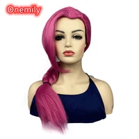 onemily long straight heat resistant synthetic hair wigs for women girls with side bangs braid party evening out fun plum