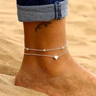 Браслеты на ногу женские, ювелирные украшения для босых ног в форме сердца, вязаные крючком сандалии, ножные браслеты