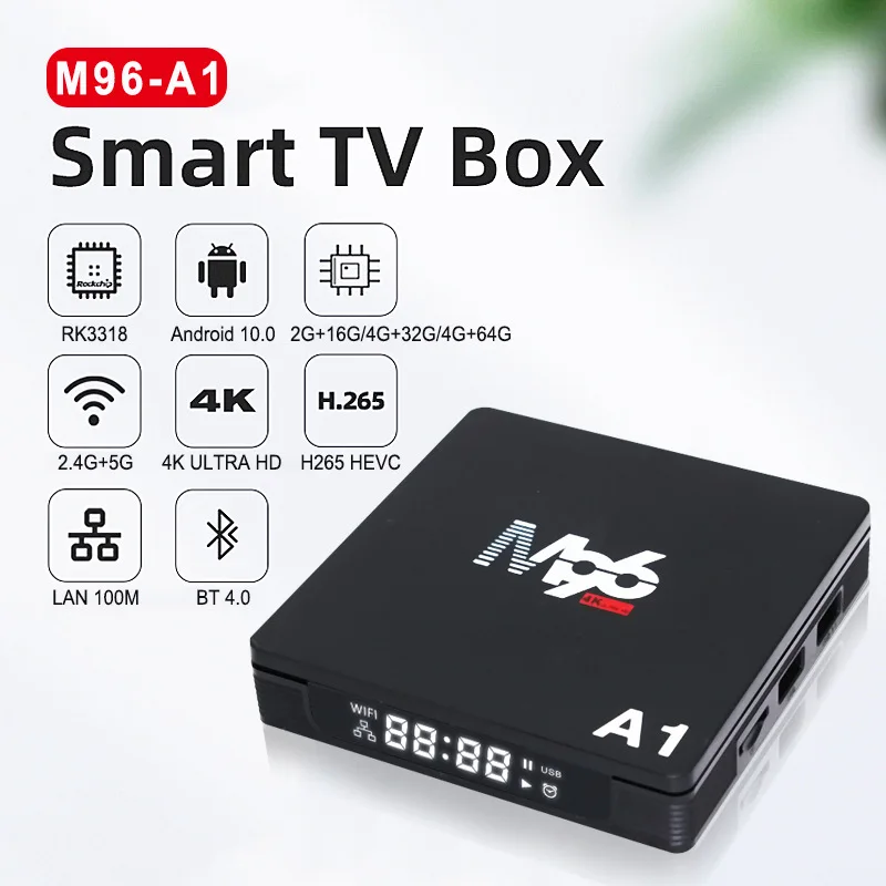 

M96-A1 Android Set Top Box Network Tv Box Player Rk3318 3228A Dual Band Wifi + Bt
