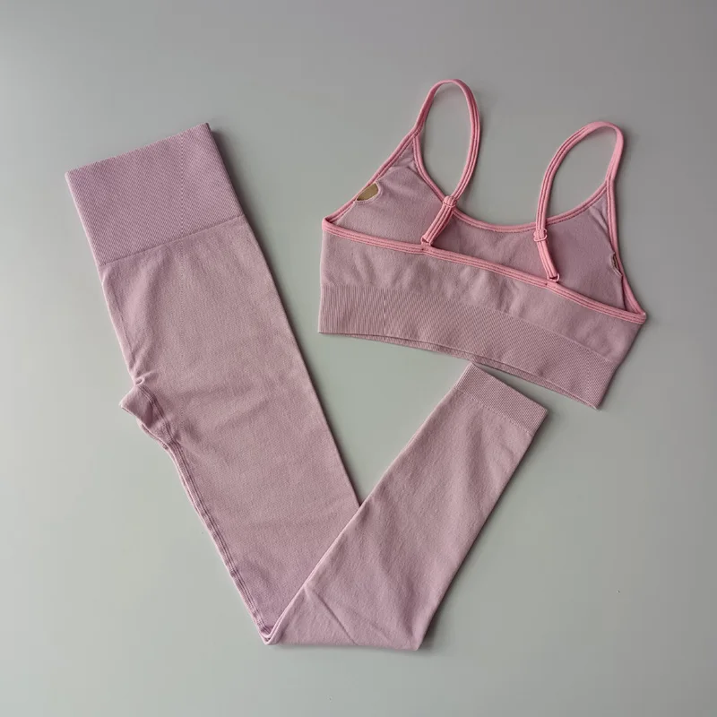 

NORMOV Summer Women Sets Backless Strapless Bras And High Waist Push Up Leggings Suit Fitness Patchwork Skinny 2Pcs Sets Mujer
