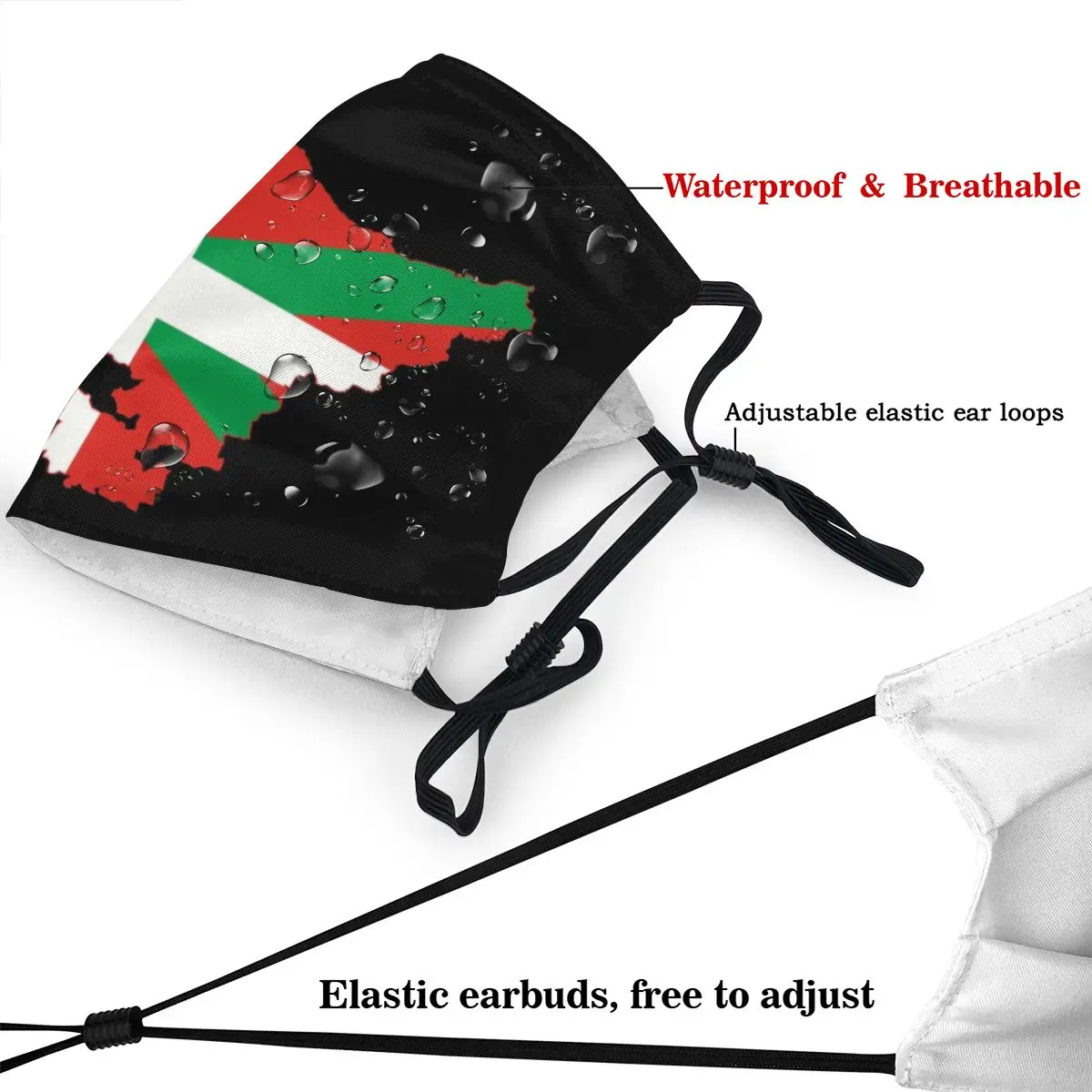 Маска для лица взрослых с флагом страны Басков и картой неодноразовая маска