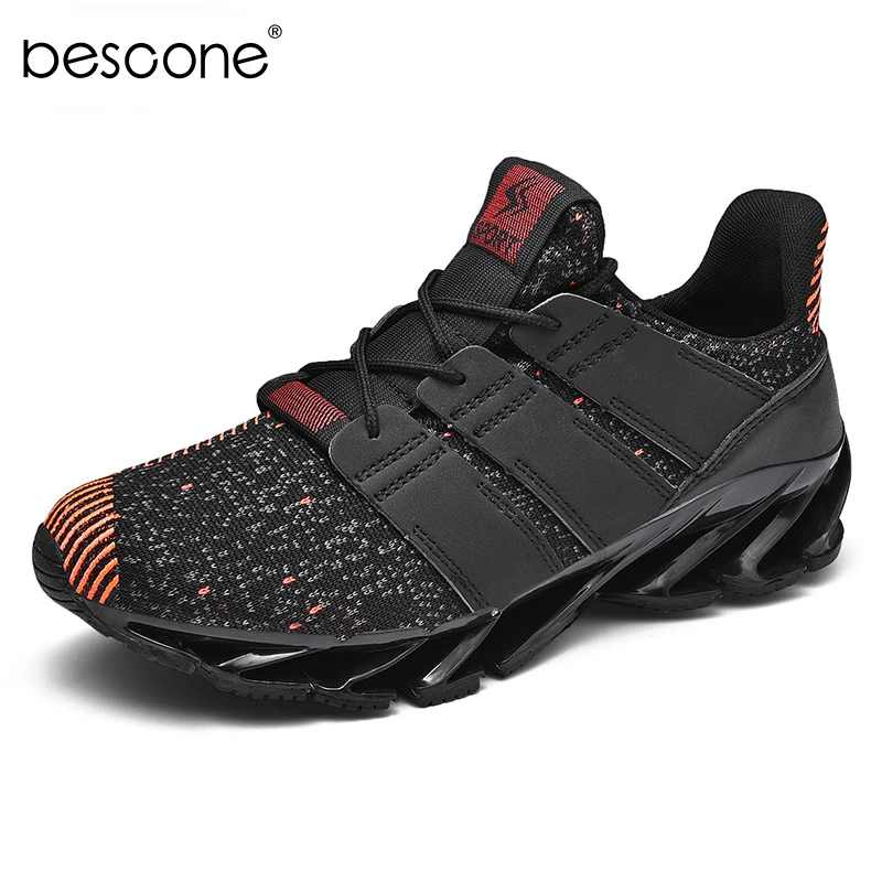 BESCONE мужские кроссовки для прогулок бега дышащие черные серые мужская