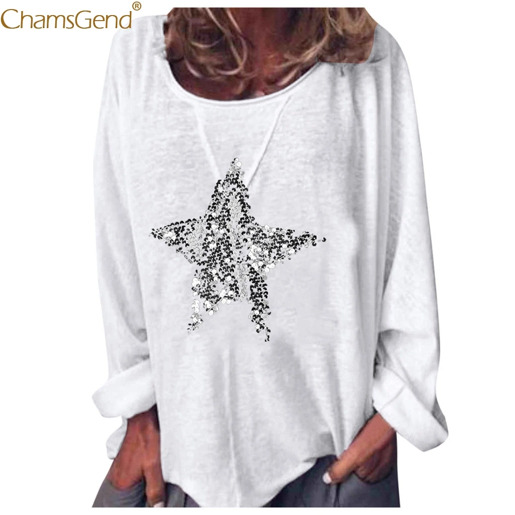 Модные женские топы и блузки с длинным рукавом круглым вырезом расшитые