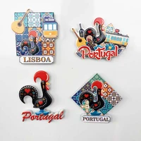 qiqipp portugal rooster lisbon tram guitar tourism commemorative crafts magnetic refrigerator sticker collection companion gift