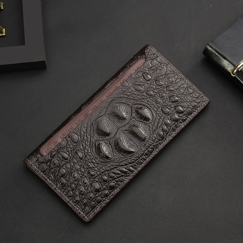 

Wallet Men's Leather Alligator Id Card Holder Purse Checkbook Long Clutch Bifold Vintage Business Id Card Holders Money Bags
