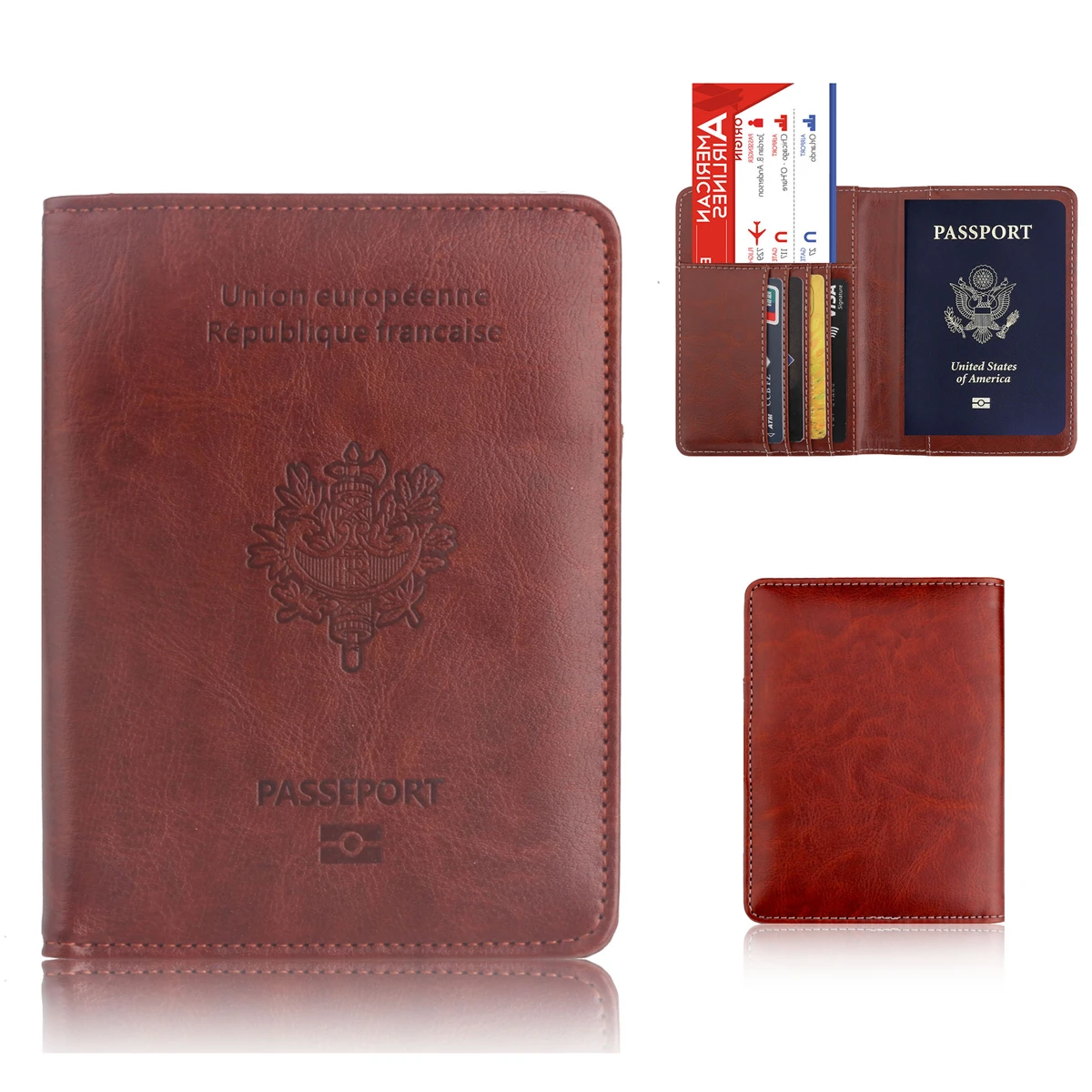 2PCS RFID EU France Passport Holder Covers Protective Sleeve ID Bank Card Travel Multi-card Card Set Storage Bag Gift Man Women