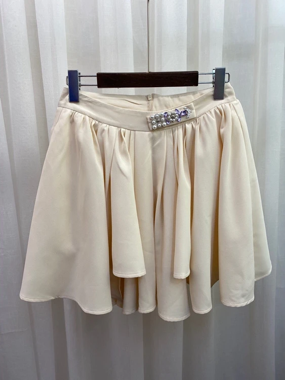 

Женская юбка с буфами, универсальная декоративная юбка-кюлоты с эластичным поясом и бусинами, 2021, новинка 607