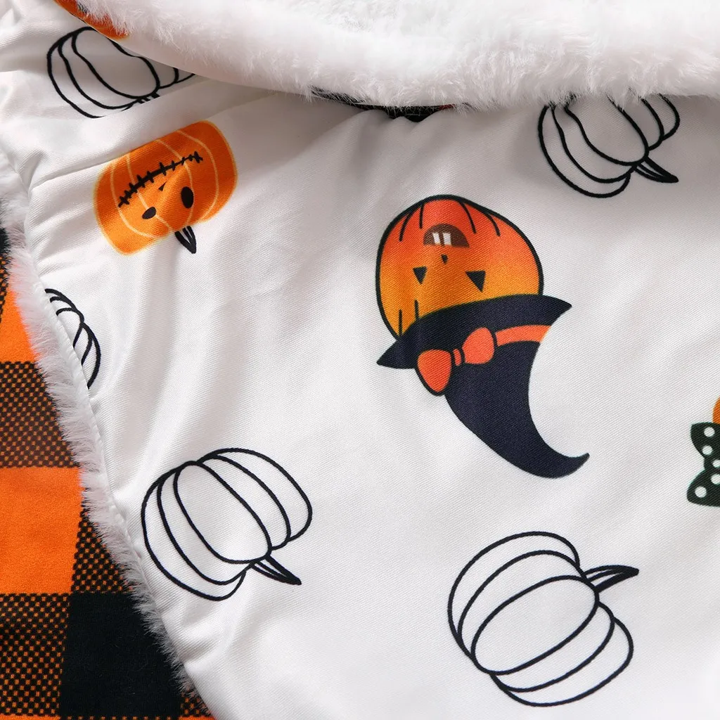 TELOTUNY детское платье с принтом в клетку для девочек на Хэллоуин + Двустороннее