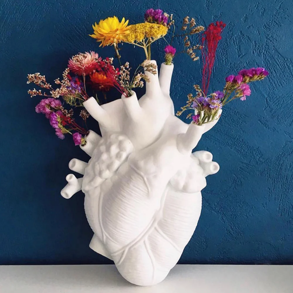 

Heart Flower Vases Countertop Flower Pot Desktop Ornament Home Living Room Decor Romantic Gift for Women Wife Her Girlfriend